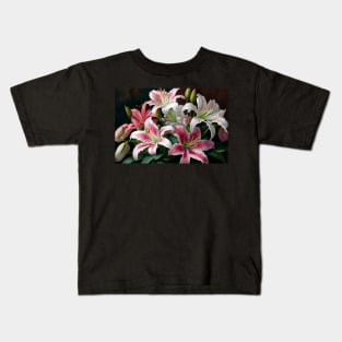 Painting of Pink and White Lilies Kids T-Shirt